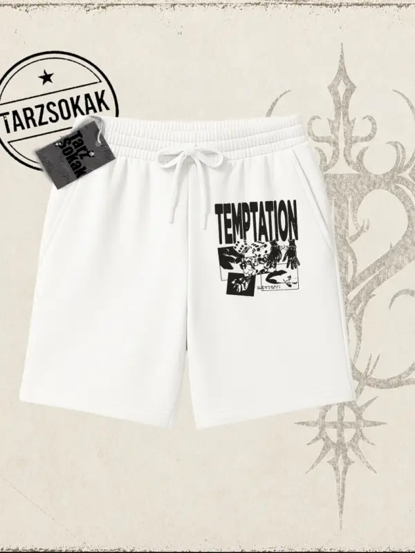 Unisex Temptation Tshirt Unisex Şort Beyaz