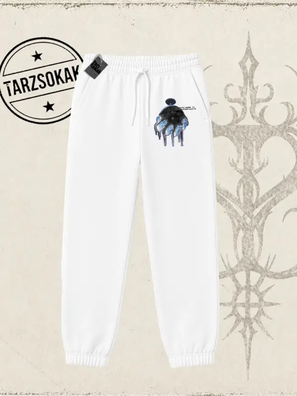 Unisex Time Flies Unisex Jogger Eşofman Altı Beyaz