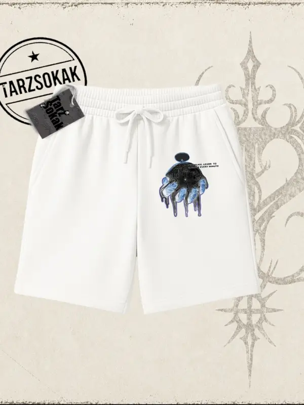 Unisex Time Flies Unisex Şort Beyaz