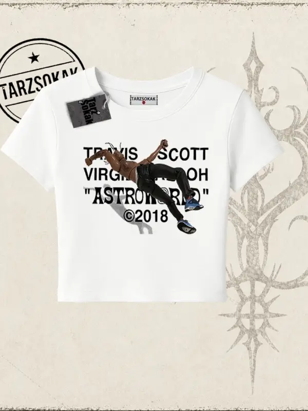 Unisex Travis Scott Astroworld 2018 Kadın Baby Tee Beyaz