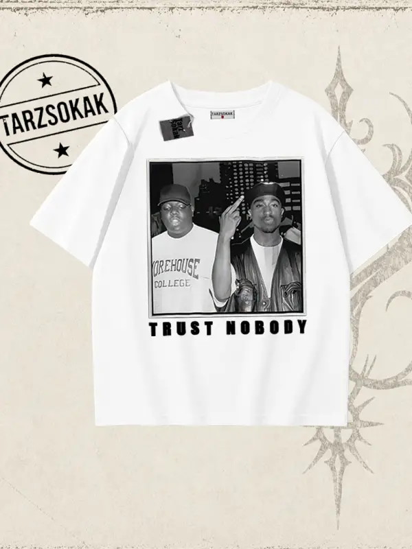 Unisex Trust Nobody Oversize Unisex Tişört Beyaz