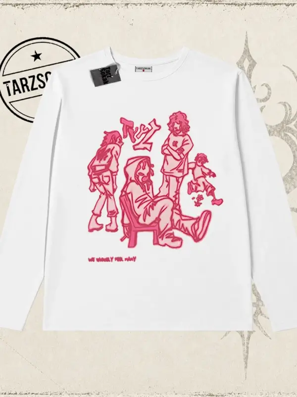 Unisex Tyyz Biskilet Yaka  Long Sleeve Beyaz