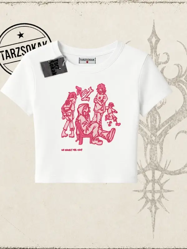 Unisex Tyyz Kadın Baby Tee Beyaz