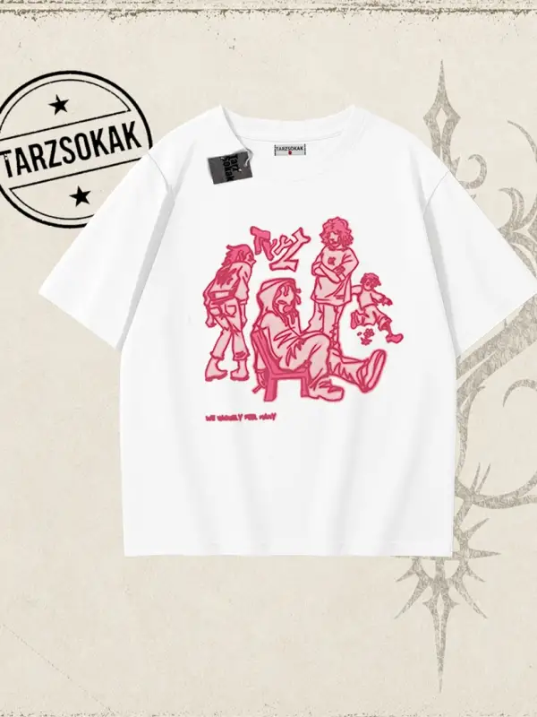 Unisex Tyyz Oversize Unisex Tişört Beyaz