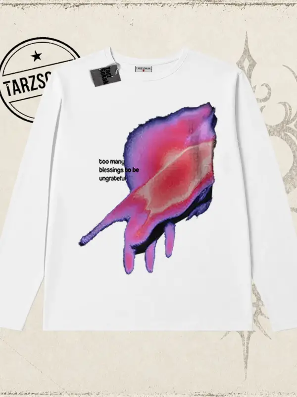 Unisex Ungrateful Biskilet Yaka  Long Sleeve Beyaz