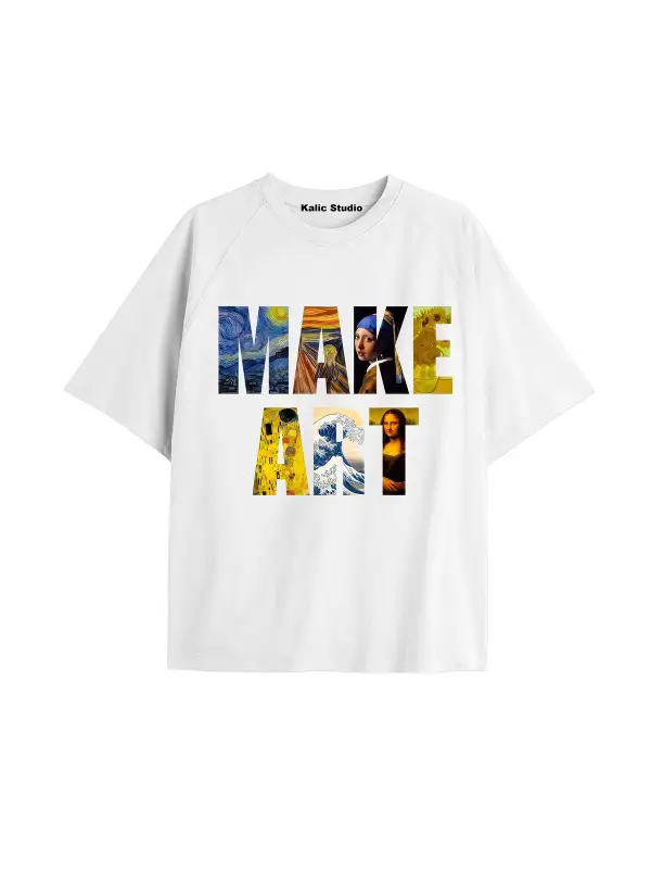 Unisex Van Gogh Baskılı Oversize Tshirt