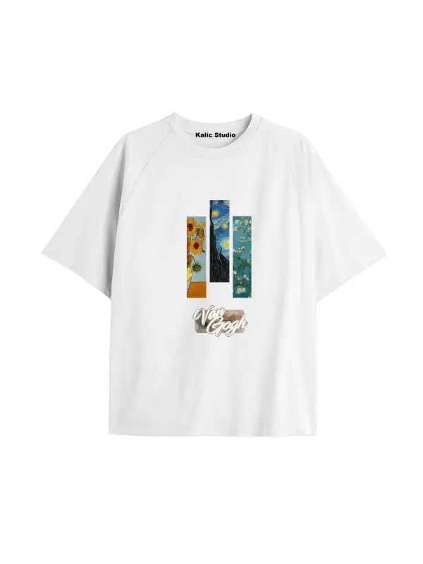 Unisex Van Gogh Baskılı Oversize Tshirt