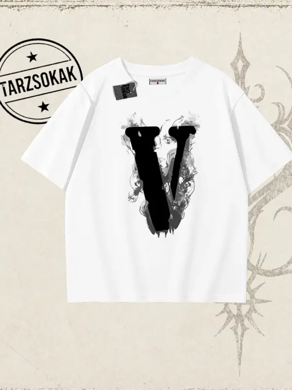 Unisex Vlone Oversize Unisex Tişört Beyaz