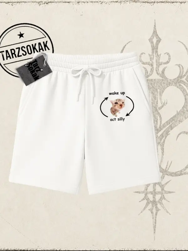 Unisex Wake up Act Silly Unisex Şort Beyaz