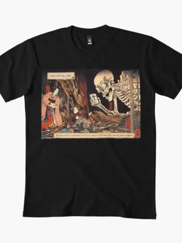 Üzgünüm, Bayım — Japon Ahşap Blok İskelet Meme Tişörtü Erkekler Kadınlar İçin %100 Pamuklu Ti