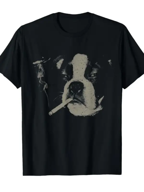 Vintage Köpek Sigara Komik Meme Köpek Sevgilisi T-shirt Erkekler Kadınlar Için % 100% Pamuk T