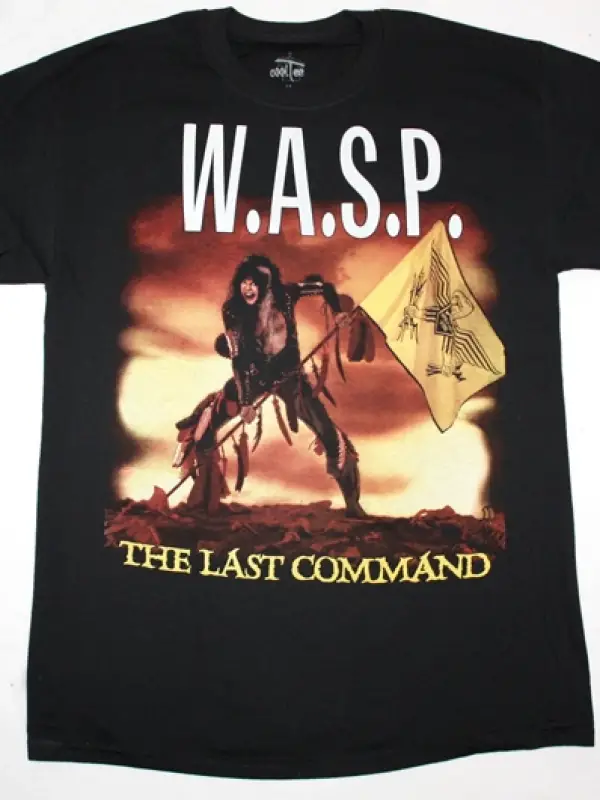 W.A.S.P. CRIMSON IDOL NEW BLACK T-SHIRT ÖN VE ARAKA BASKILI