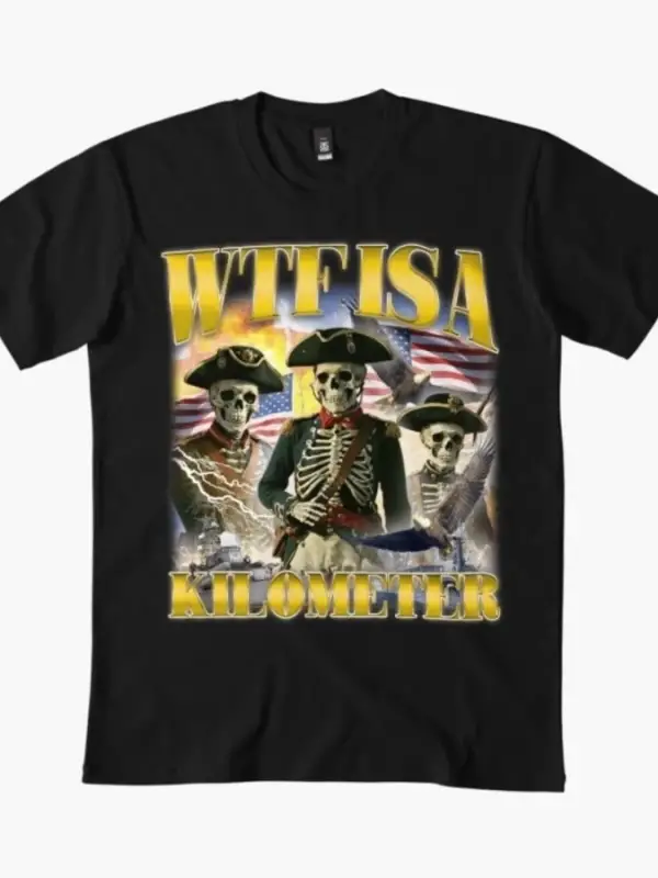 WTF Bir Kilometre Ne Demektedir Komik İskelet Meme Erkekler Kadınlar İçin Tişört %100 Pamuklu
