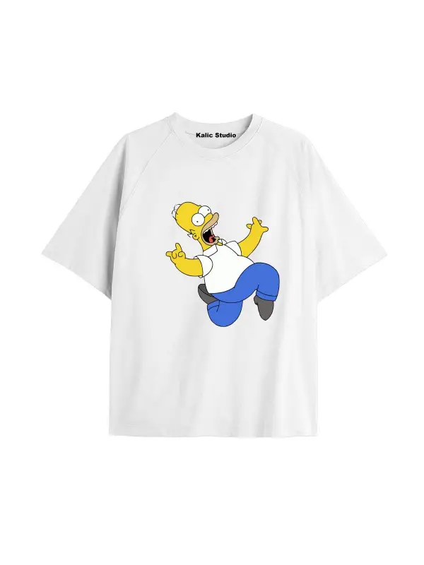 Y2k vintage Simpson Baskılı Beyaz T-shirt KOD 275