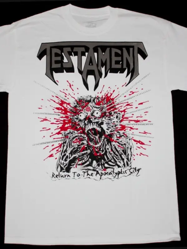 YEAH YEAH YEAHS FANGS AND BONES NEW WHITE T-SHIRT ÖN VE ARAKA BASKILI