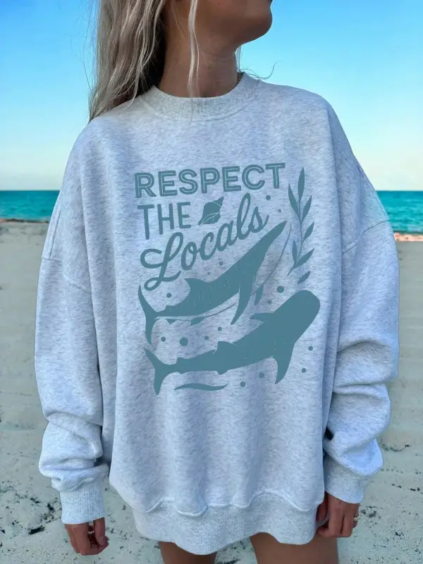 Yerlileri koruyun balina baskılar tişörtü kadın kış polar sıcak Hoodies Crewneck gevşek kazak