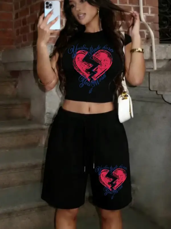 Your Love Made Hurtsprints Babby TeeT-Shirt Şort Yaz İki Parçalı Set Üstleri Pantolon Sportif Büy