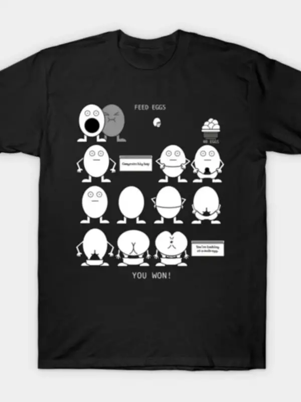 Yumurtalar Besle Komik Oyun Meme Tişörtü Erkekler ve Kadınlar İçin %100 Pamuklu Tişörtler Kıs