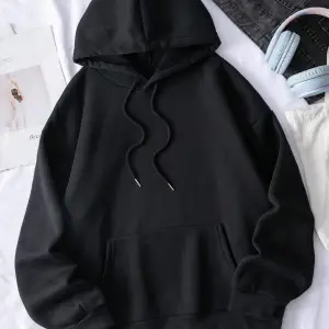 . Essnce Butterfly Print Kangaroo Pocket Drawstring Lined Hoodie Siyah