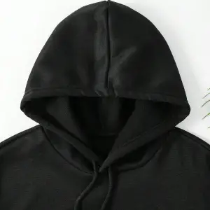 . Essnce Floral & Butterfly Print Kangaroo Pocket Drawstring Hoodie Siyah