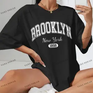 1898 New York Baskılı Oversize Kalıp Unisex T-shirt