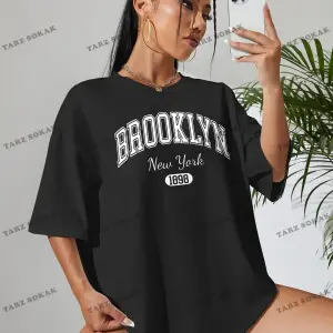 1898 New York Baskılı Oversize Kalıp Unisex T-shirt