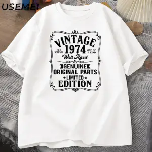 1974 yılında yapılan 50 yıl mükemmellik çiçek 50th doğum günü T Shirt erkek kadın pamuk T-shi 3026