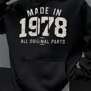 1978de Üretilmiştir Tüm Orijinal Parçalar Baskılı Erkek Günlük Moda Kapüşonlular Büyük Beden