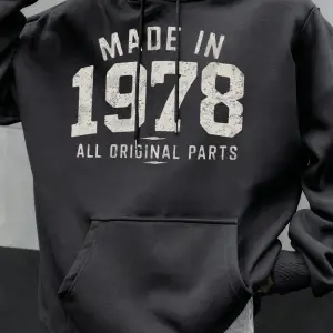 1978de Üretilmiştir Tüm Orijinal Parçalar Baskılı Erkek Günlük Moda Kapüşonlular Büyük Beden