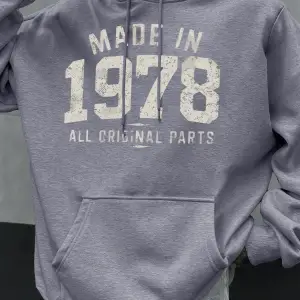 1978de Üretilmiştir Tüm Orijinal Parçalar Baskılı Erkek Günlük Moda Kapüşonlular Büyük Beden