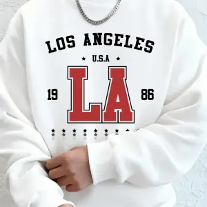 1986 Los Angeles ABD Baskı Erkekler Tişörtü Kış Polar Sıcak Hoodie Kore Gevşek Bisiklet Yaka