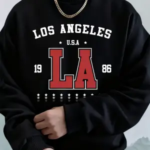 1986 Los Angeles ABD Baskı Erkekler Tişörtü Kış Polar Sıcak Hoodie Kore Gevşek Bisiklet Yaka