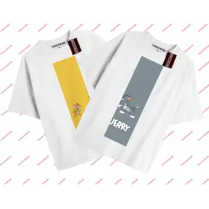 2 Adet Tir Çift Sevgili Tom And Jerry Cartoons Unisex Beyaz T-shirt Beyaz T-shirt