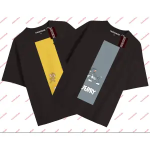 2 Adet Tir Çift Sevgili Tom And Jerry Cartoons Unisex Siyah T-shirt Siyah T-shirt