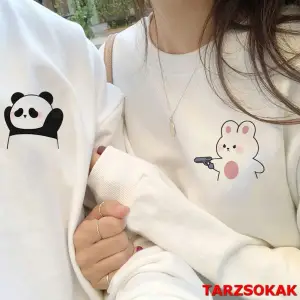 2 Li Harajuku Style Çift Sevgili Kombinleri Couple Clothing Yeni Sezon 2 Adet