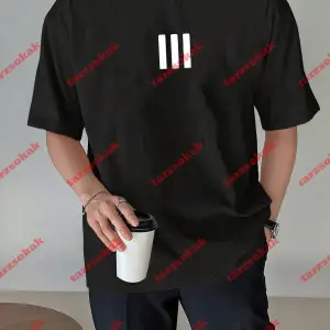 3 Çizgi Baskılı Beyaz Erkek Tshirt Beyaz