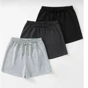 3lü siyah gri füme renk pamuklu şort