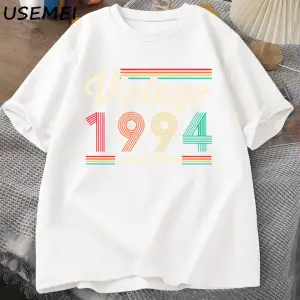 30 yaşındaki hediyeler T-shirt erkekler pamuk kısa kollu Tshirt doğan 1994 Vintage 30th doğum 2978