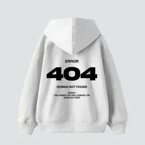 404 Error Baskılı Oversize Unisex Premium Beyaz
