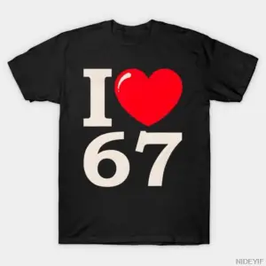 67 I Love Six Seven Erkek Kadın Tişörtü %100 Pamuklu Tişörtler Kısa Kollu Üstler 1212-2