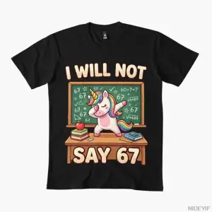 67 Unicorn Kız Çocukları İçin Altı Yedi Meme Brainrot Komik Erkek Çocuk Tişörtü Erkekler Kadı