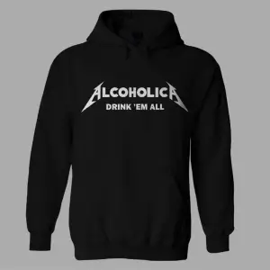 Oversize Siyah Metallica Logo Hoodie