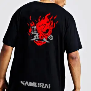 Cyberpunk 2077 Samurai Oversize Sırt Baskılı Siyah Tişört