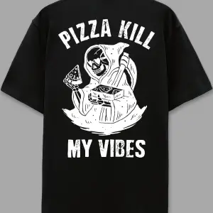Pizza Killer Siyah Oversize Unisex T-shirt