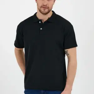 Siyah Dar/slim Fitt Polo Yaka Tshirt