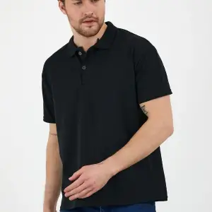 Siyah Dar/slim Fitt Polo Yaka Tshirt