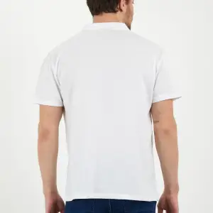 Beyaz Dar/slim Fitt Polo Yaka Tshirt.