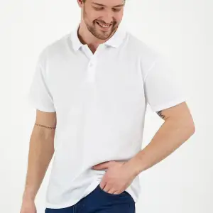 Beyaz Dar/slim Fitt Polo Yaka Tshirt.