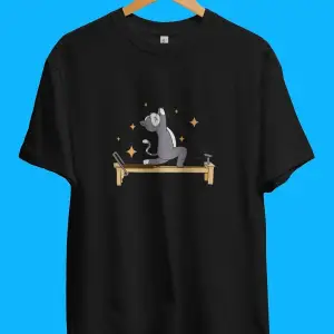 Oversize Reformer Pilates Spor Sporcu Çalışkan Kedi Tasarım Baskılı Unisex Tişört
