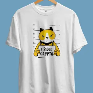 Oversize Bitcoin Kripto Para Holder Kedi Suçlu Ekonomi Yatırım Tasarım Baskılı Unisex Tişört